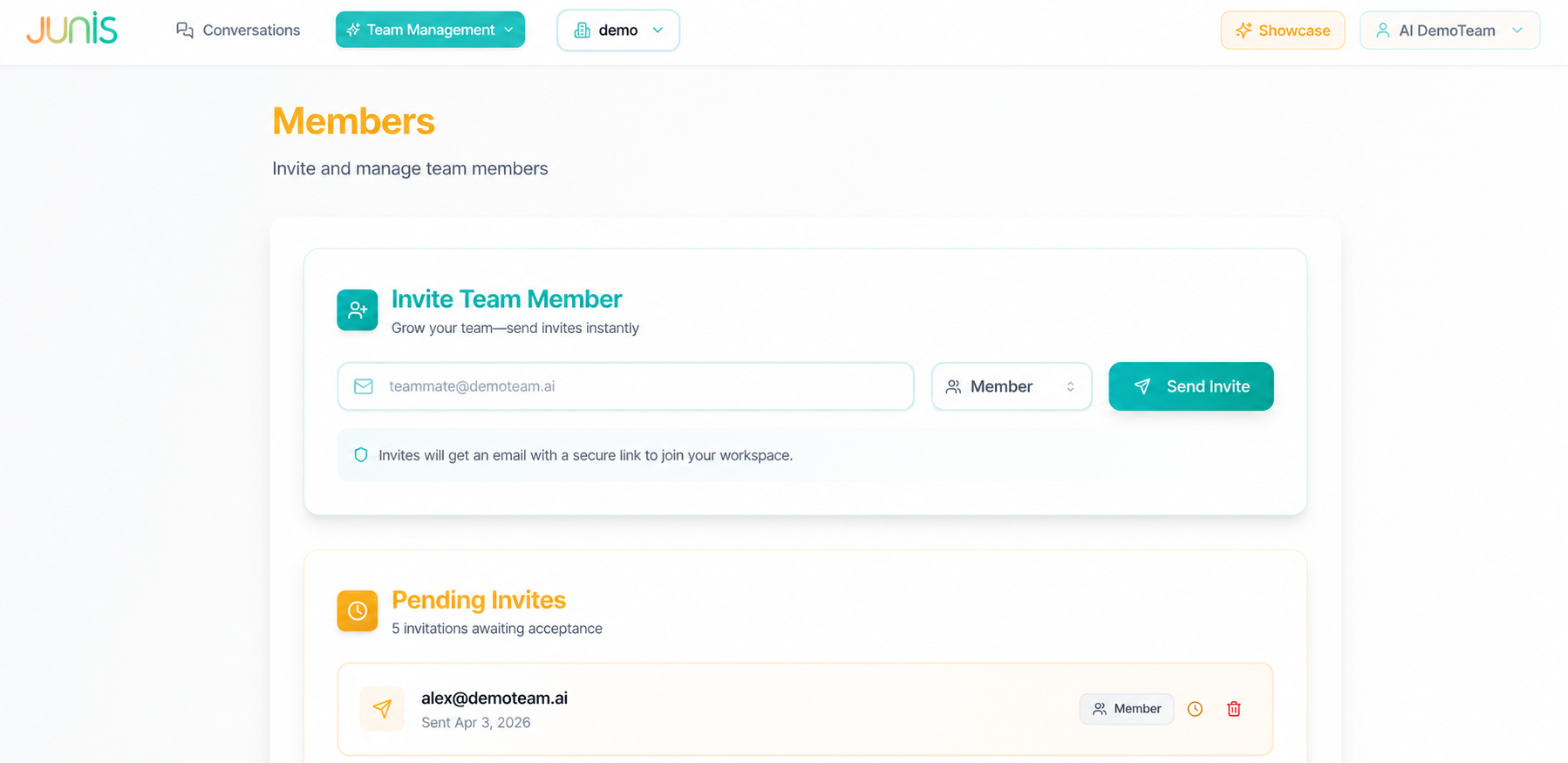 Team members & invitations